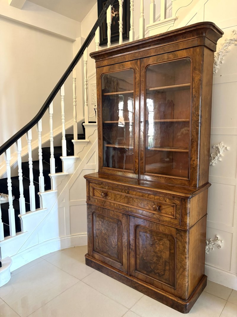 Antique Victorian Outstanding Quality Burr Walnut Secretaire Bookcase - Image 13
